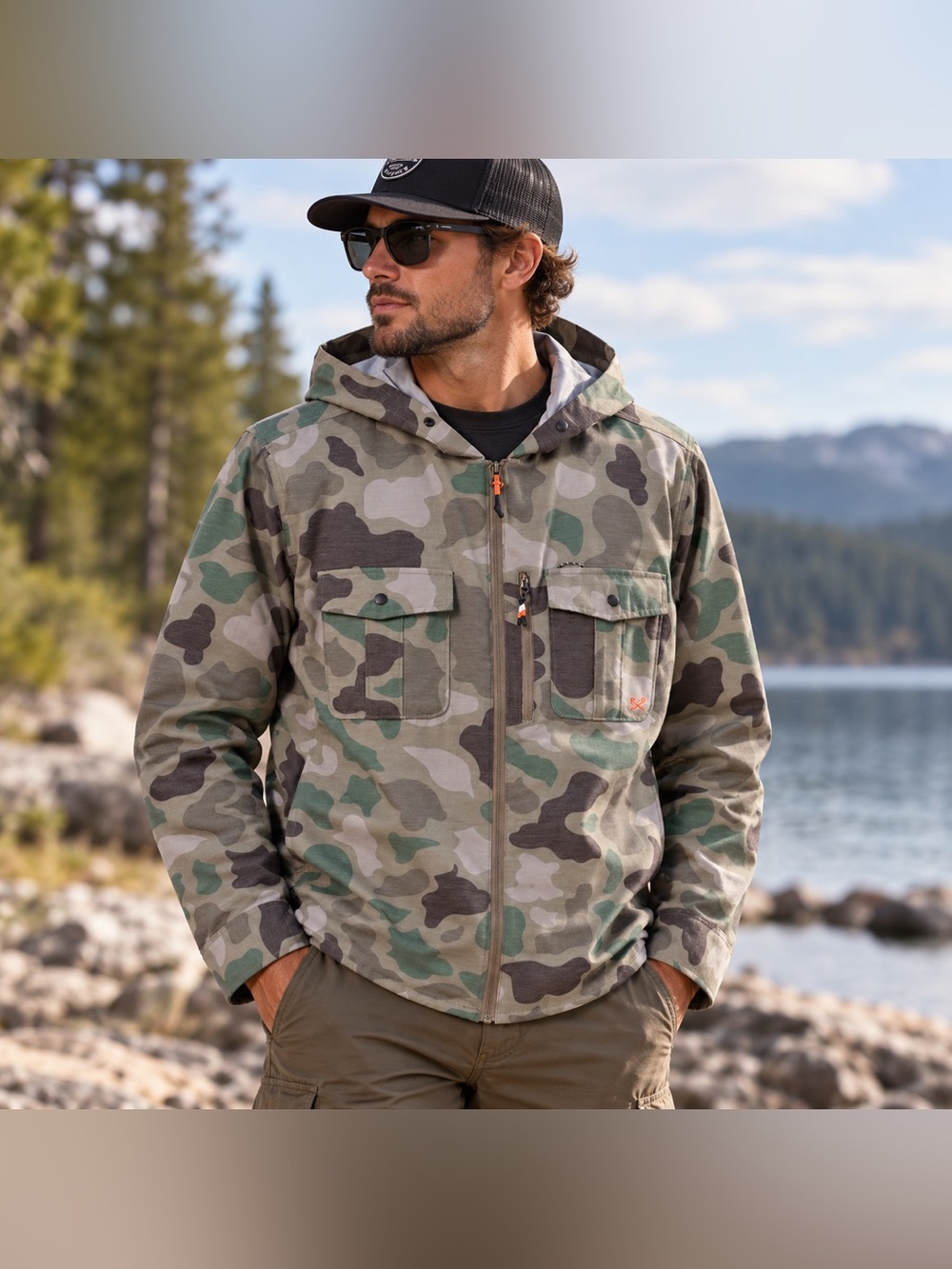 Dark Seas Albright UV Hooded Fishing Shirt Duck Camo Men’s Large L